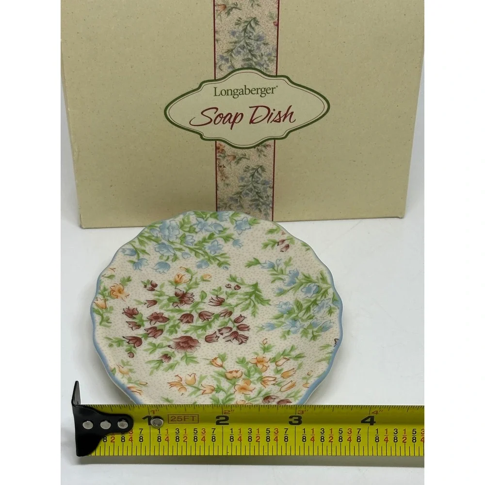 Longaberger Soap Dish Fine China Mother's Day Floral Pattern Scalloped Edge